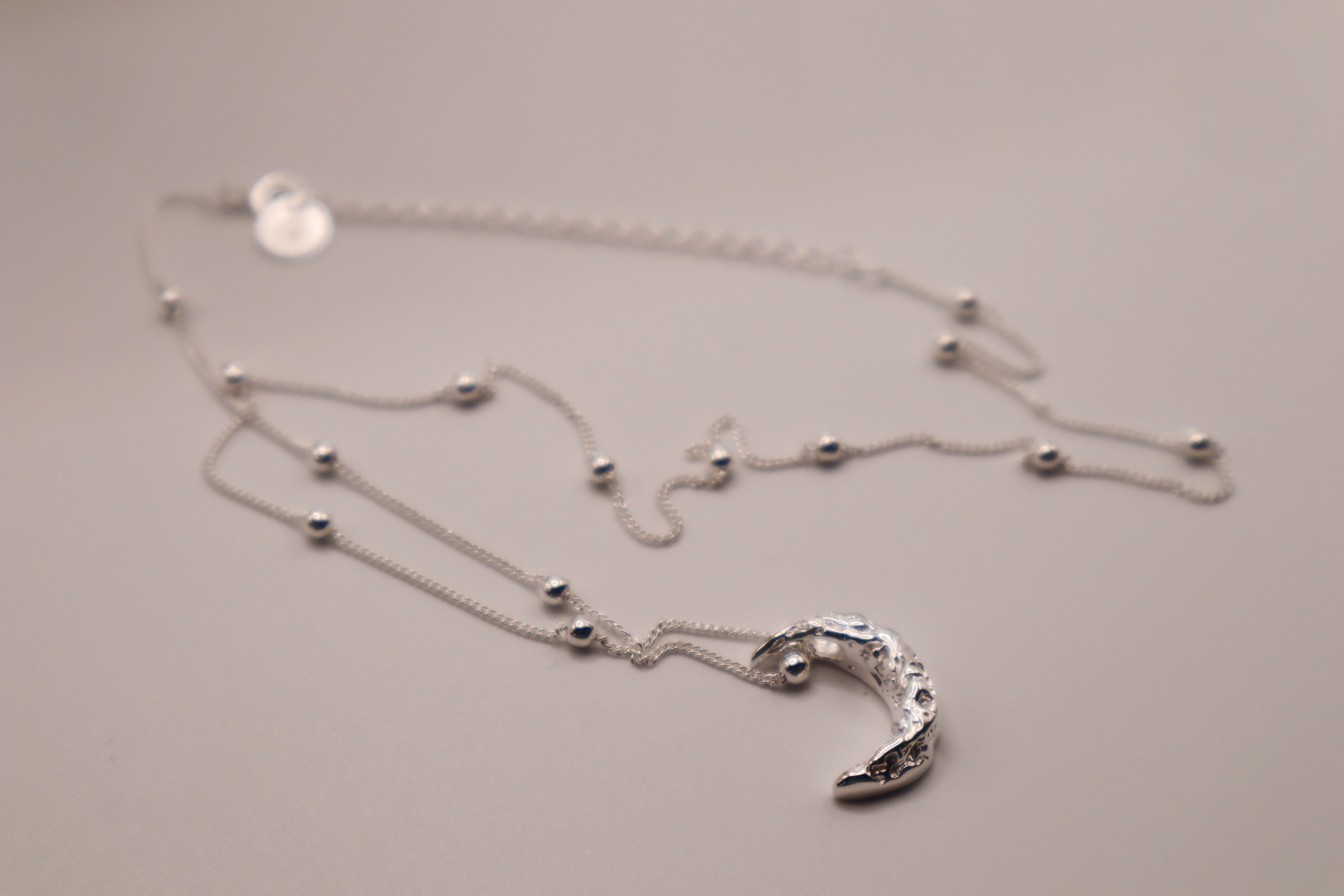 Silver Texture Moon Necklace